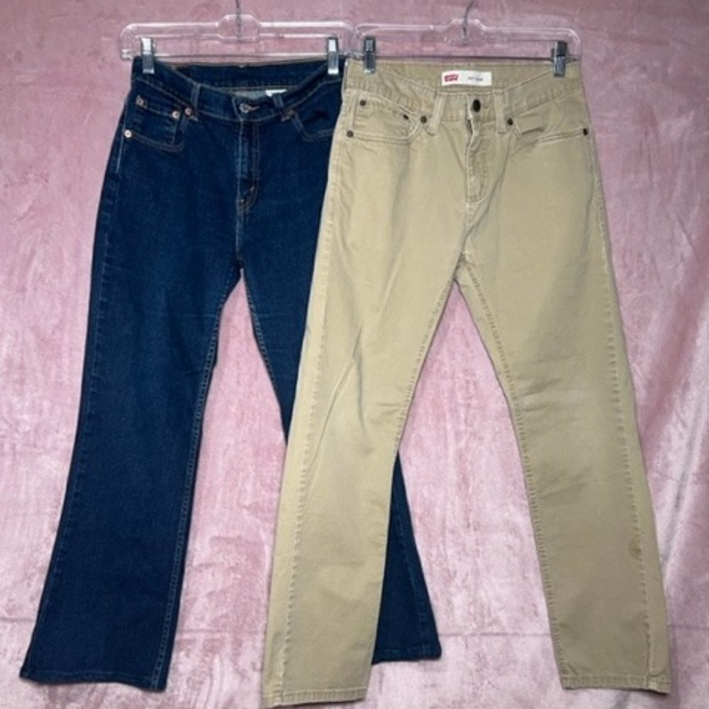 Girls Bundle (2) Khaki and Blue Jean Levi Pants Size 16